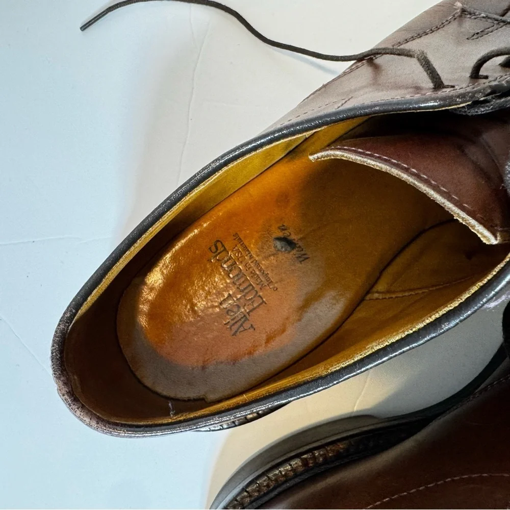 Allen Edmonds Sz 7.5D Shoes Warren Bicycle Toe Blucher Oxford Brown Leather 2292